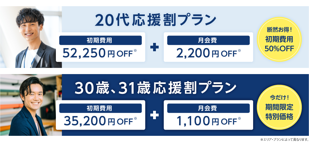 20代応援割プラン 30歳、31歳応援割プラン