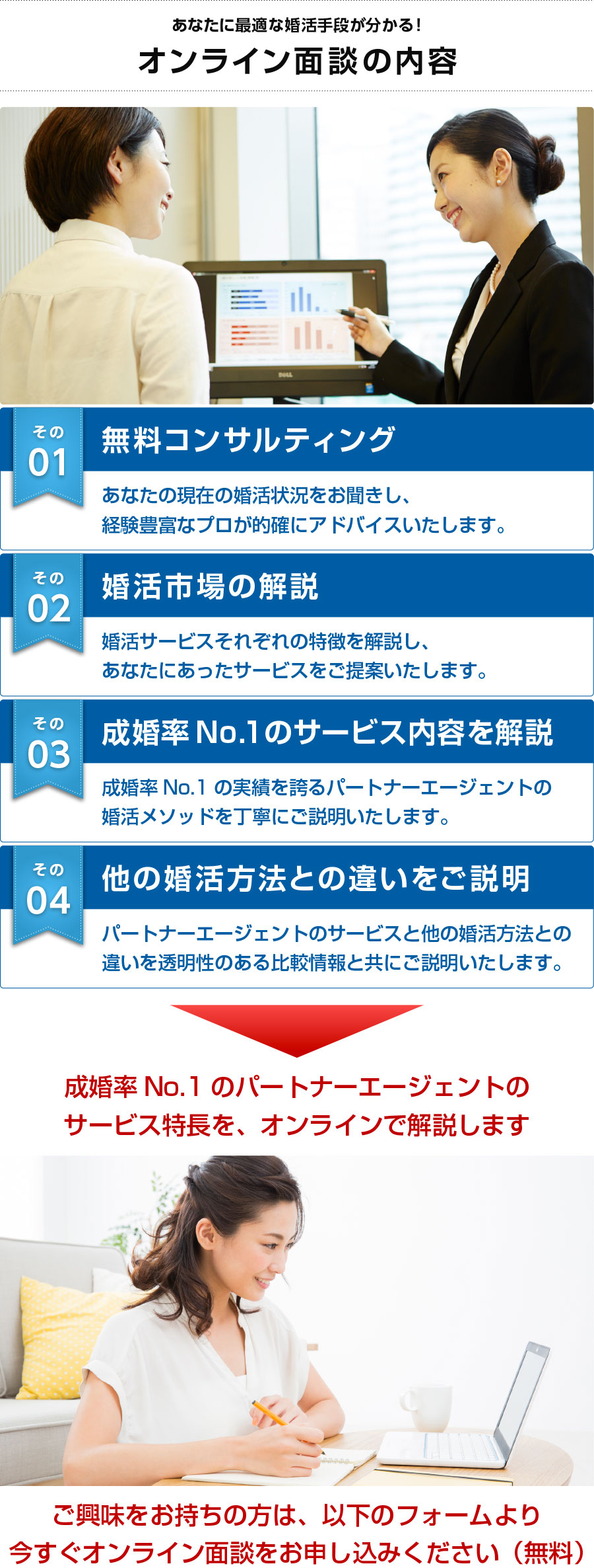 30分であなたに最適な婚活手段が分かる！オンライン面談の内容