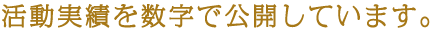 活動実績を数字で公開しています。