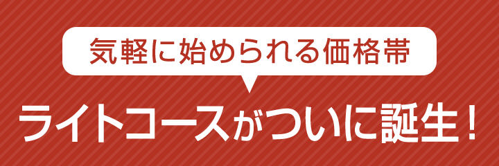気軽に始められる価格帯　ライトコースがついに誕生！