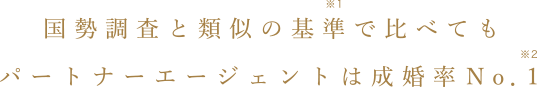 国勢調査と類似の基準で比べてもパートナーエージェントは成婚率Ｎｏ．１