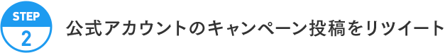 STEP2:公式アカウントのキャンペーン投稿をリツイート【ツイート内容へのリンク】