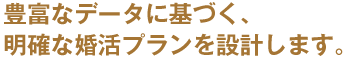 豊富なデータに基づく、明確な婚活プランを設計します。